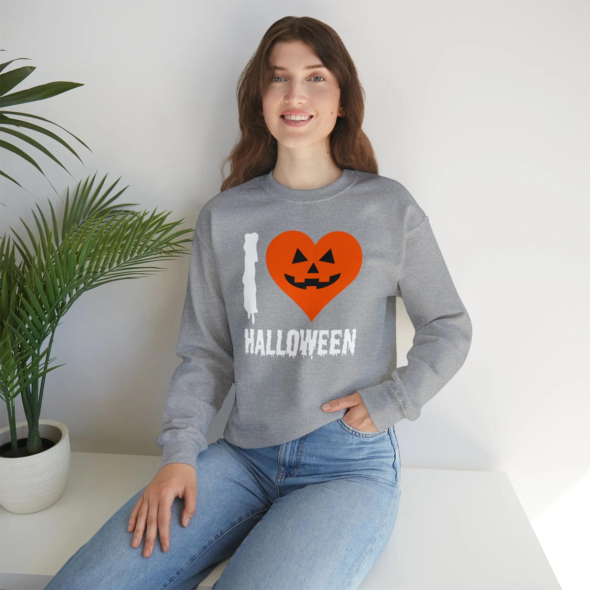 I Love Halloween Sweatshirt, Pumpkin Heart Sweatshirt , Funny Halloween Sweatshirt, Women's Funny Season Shirt