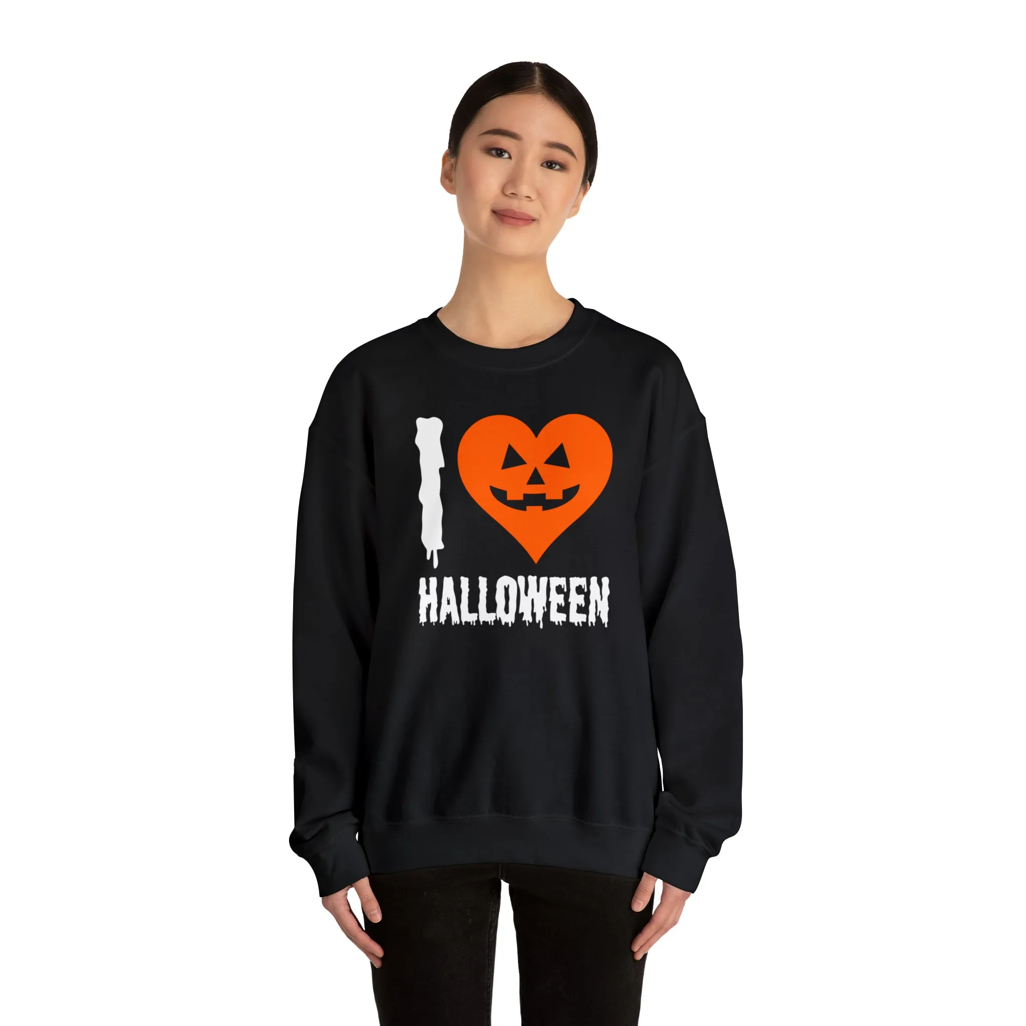 I Love Halloween Sweatshirt, Pumpkin Heart Sweatshirt , Funny Halloween Sweatshirt, Women's Funny Season Shirt