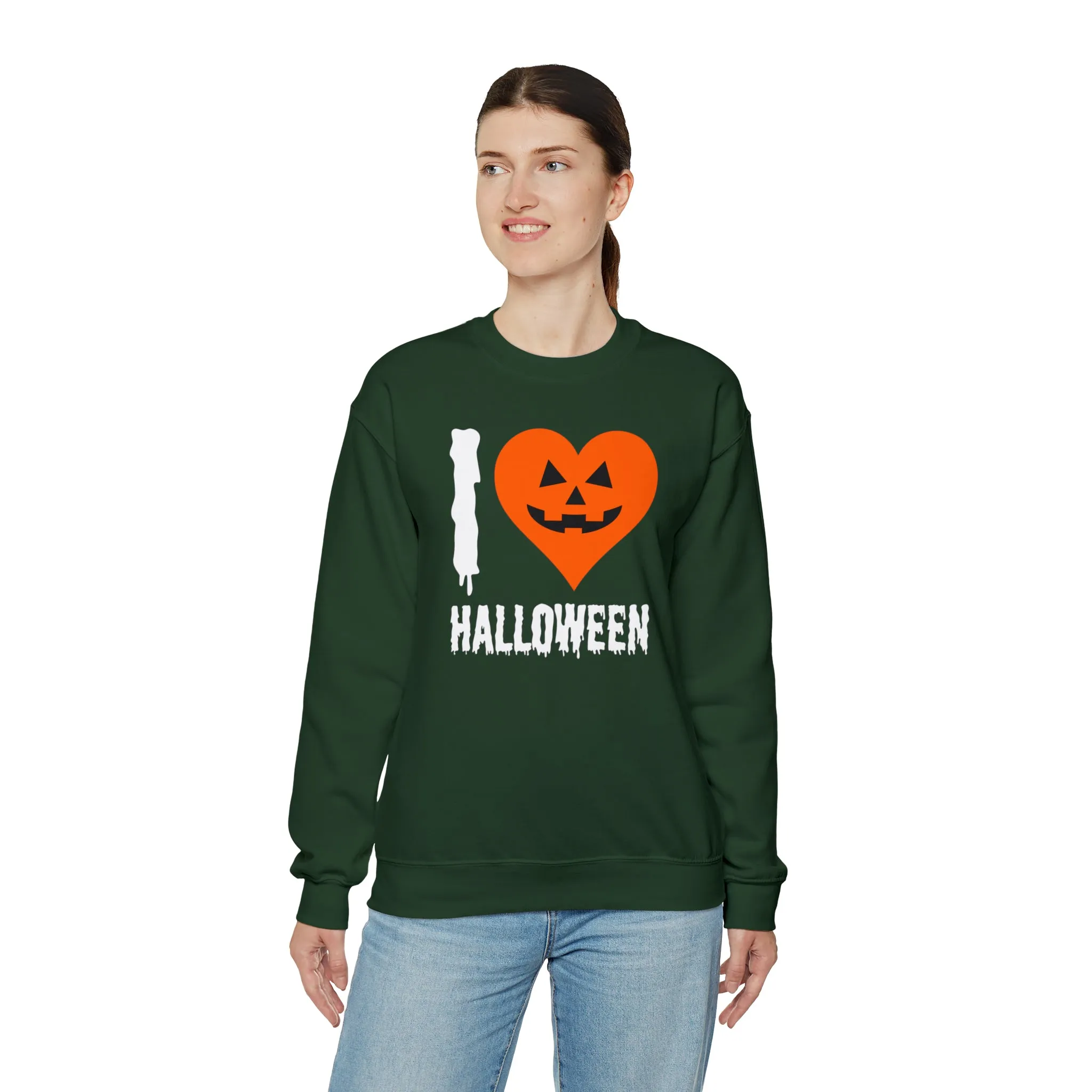 I Love Halloween Sweatshirt, Pumpkin Heart Sweatshirt , Funny Halloween Sweatshirt, Women's Funny Season Shirt