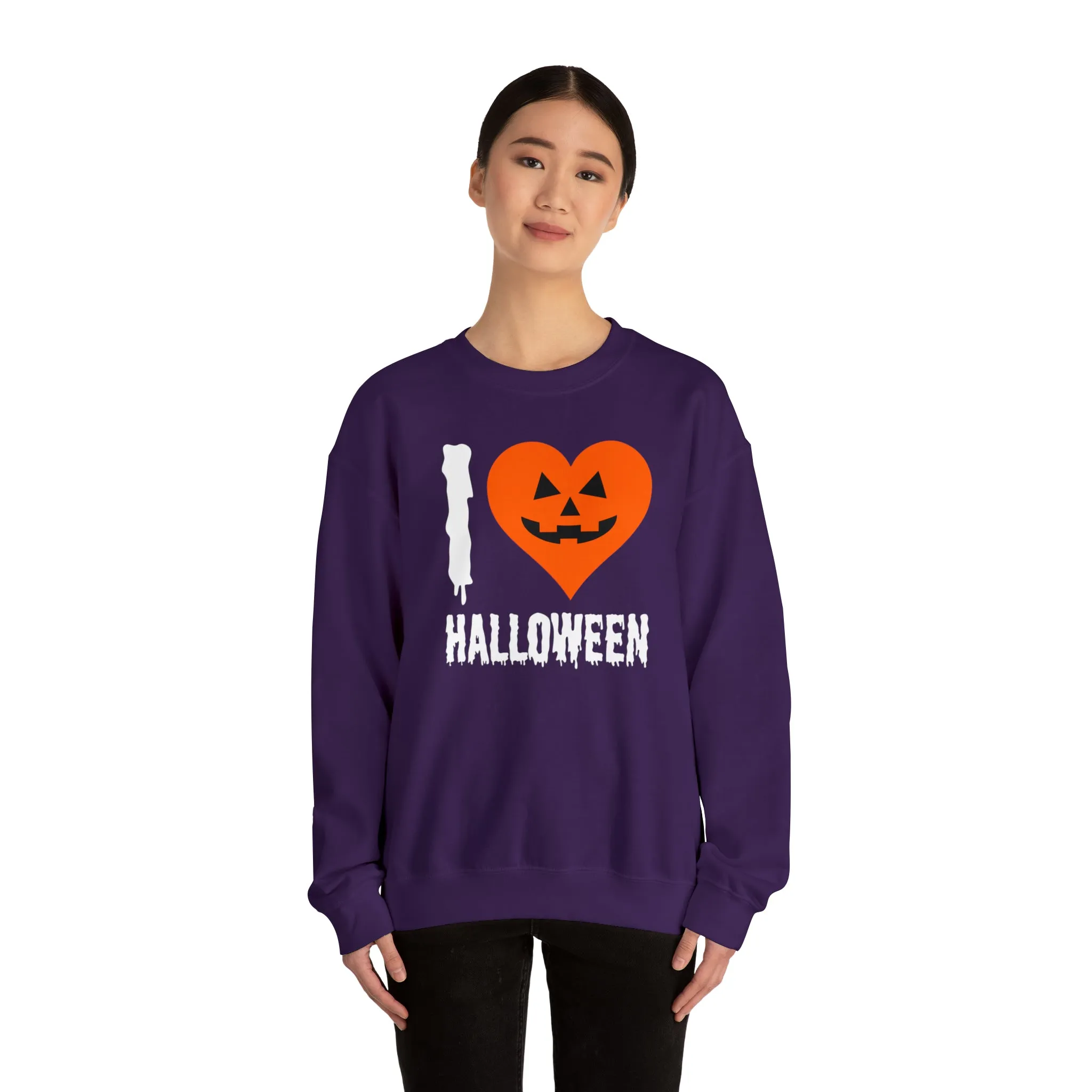 I Love Halloween Sweatshirt, Pumpkin Heart Sweatshirt , Funny Halloween Sweatshirt, Women's Funny Season Shirt