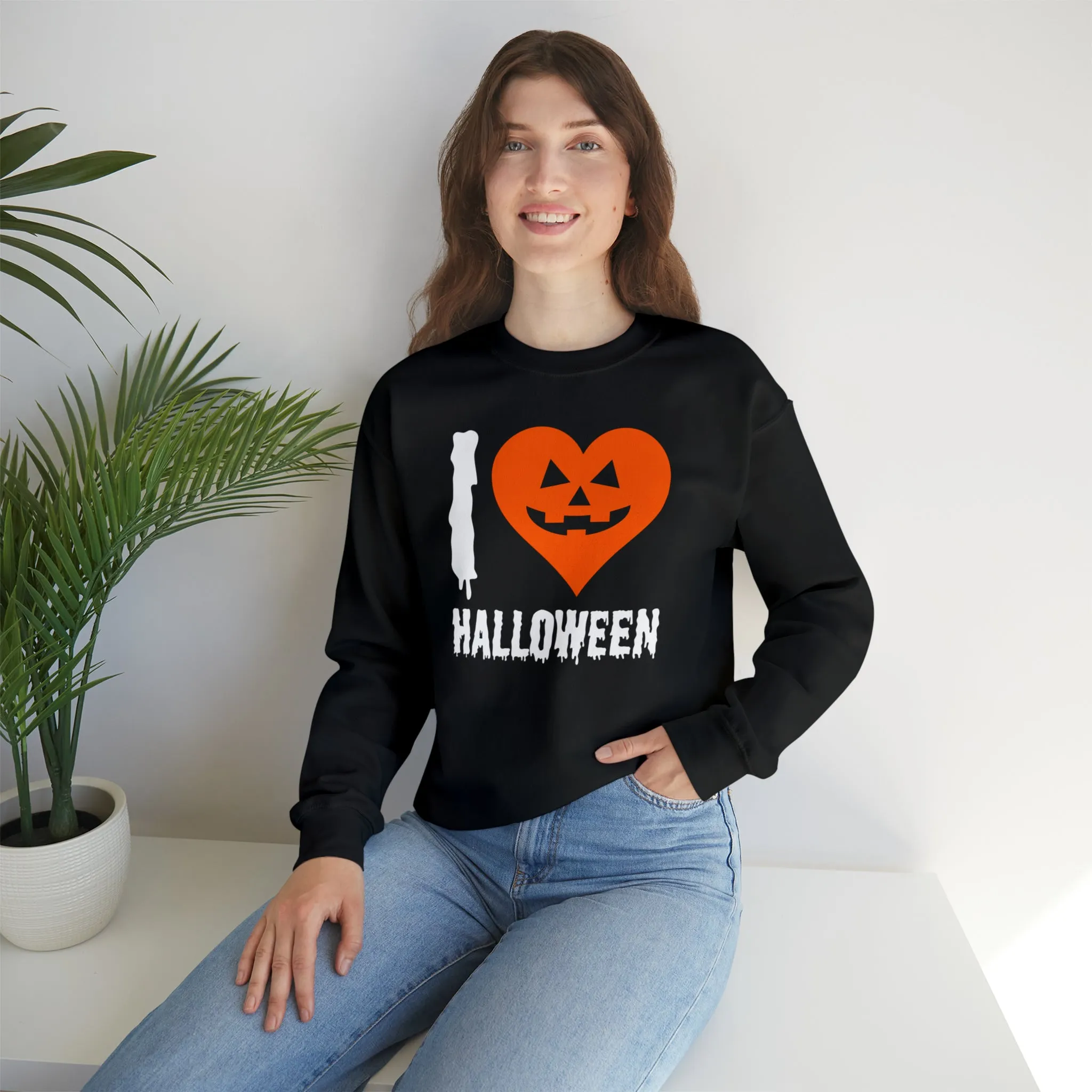 I Love Halloween Sweatshirt, Pumpkin Heart Sweatshirt , Funny Halloween Sweatshirt, Women's Funny Season Shirt