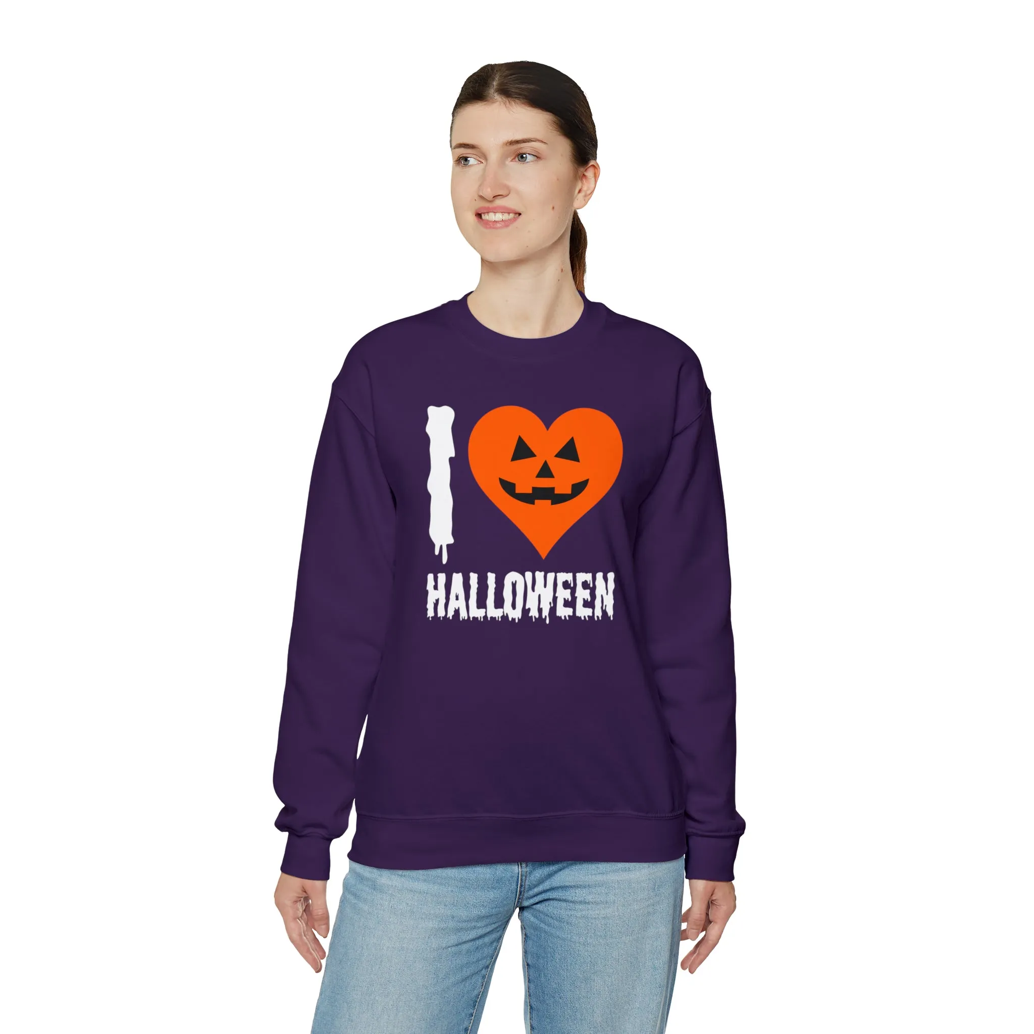 I Love Halloween Sweatshirt, Pumpkin Heart Sweatshirt , Funny Halloween Sweatshirt, Women's Funny Season Shirt