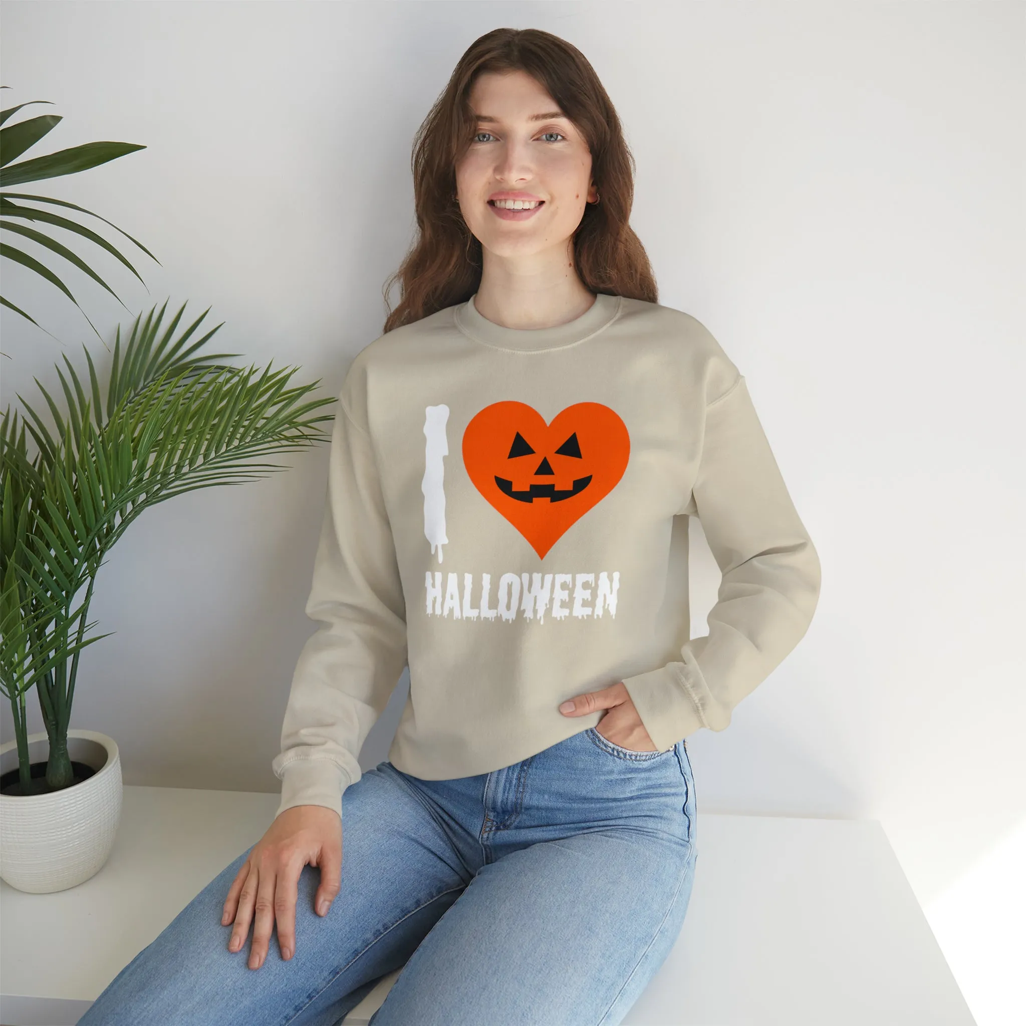 I Love Halloween Sweatshirt, Pumpkin Heart Sweatshirt , Funny Halloween Sweatshirt, Women's Funny Season Shirt