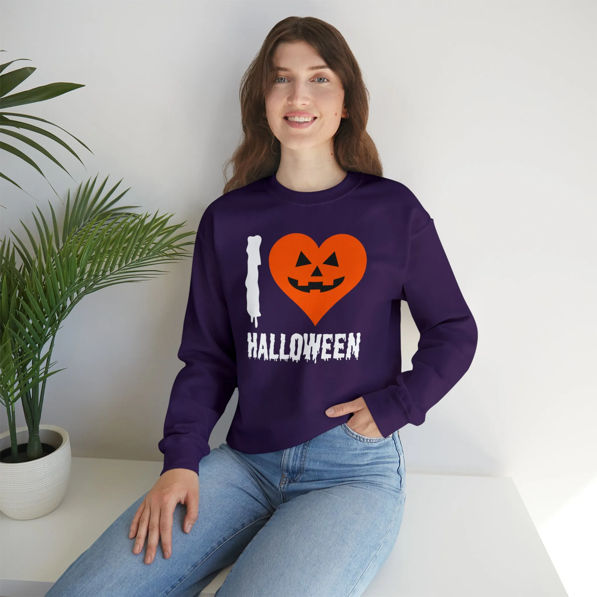 I Love Halloween Sweatshirt, Pumpkin Heart Sweatshirt , Funny Halloween Sweatshirt, Women's Funny Season Shirt