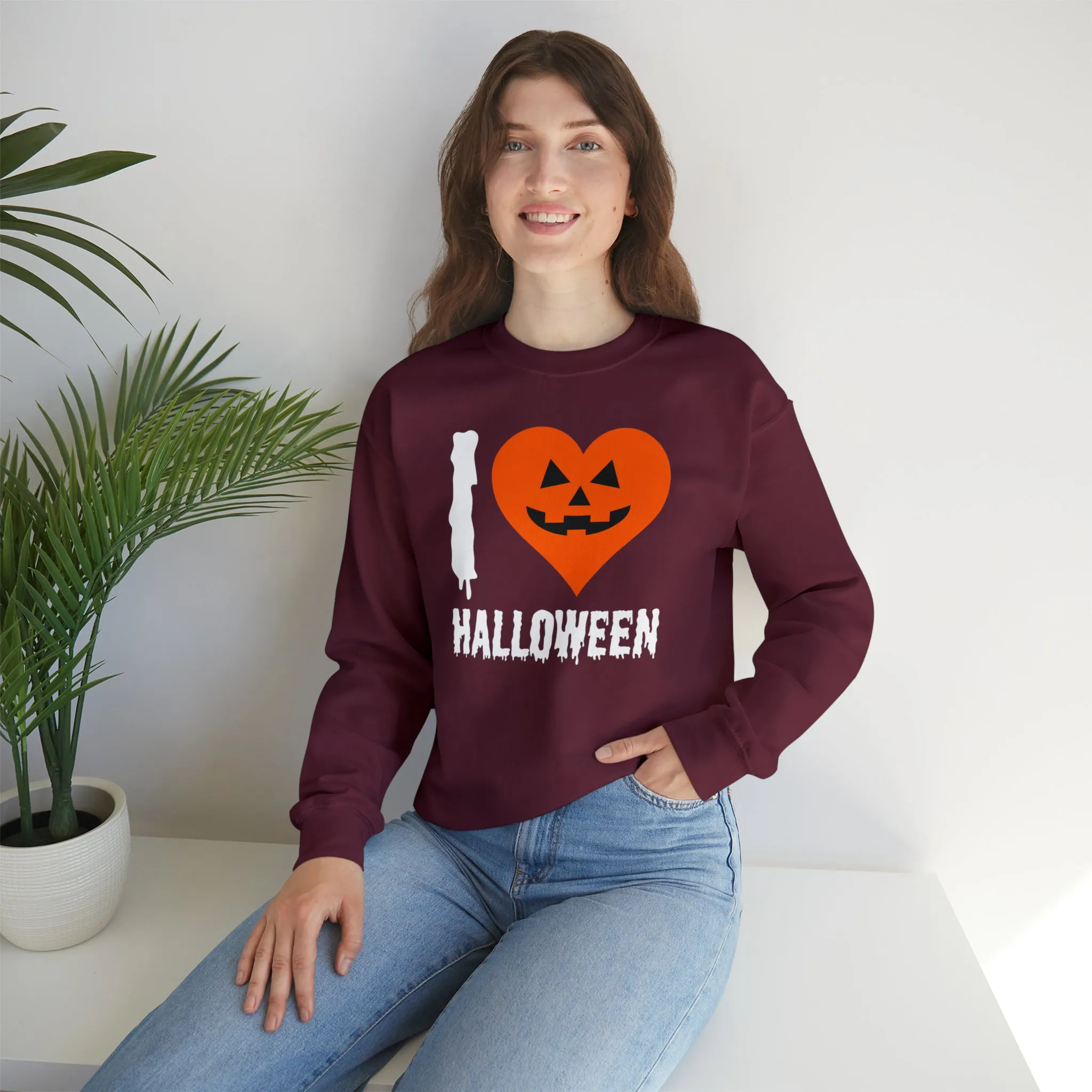 I Love Halloween Sweatshirt, Pumpkin Heart Sweatshirt , Funny Halloween Sweatshirt, Women's Funny Season Shirt