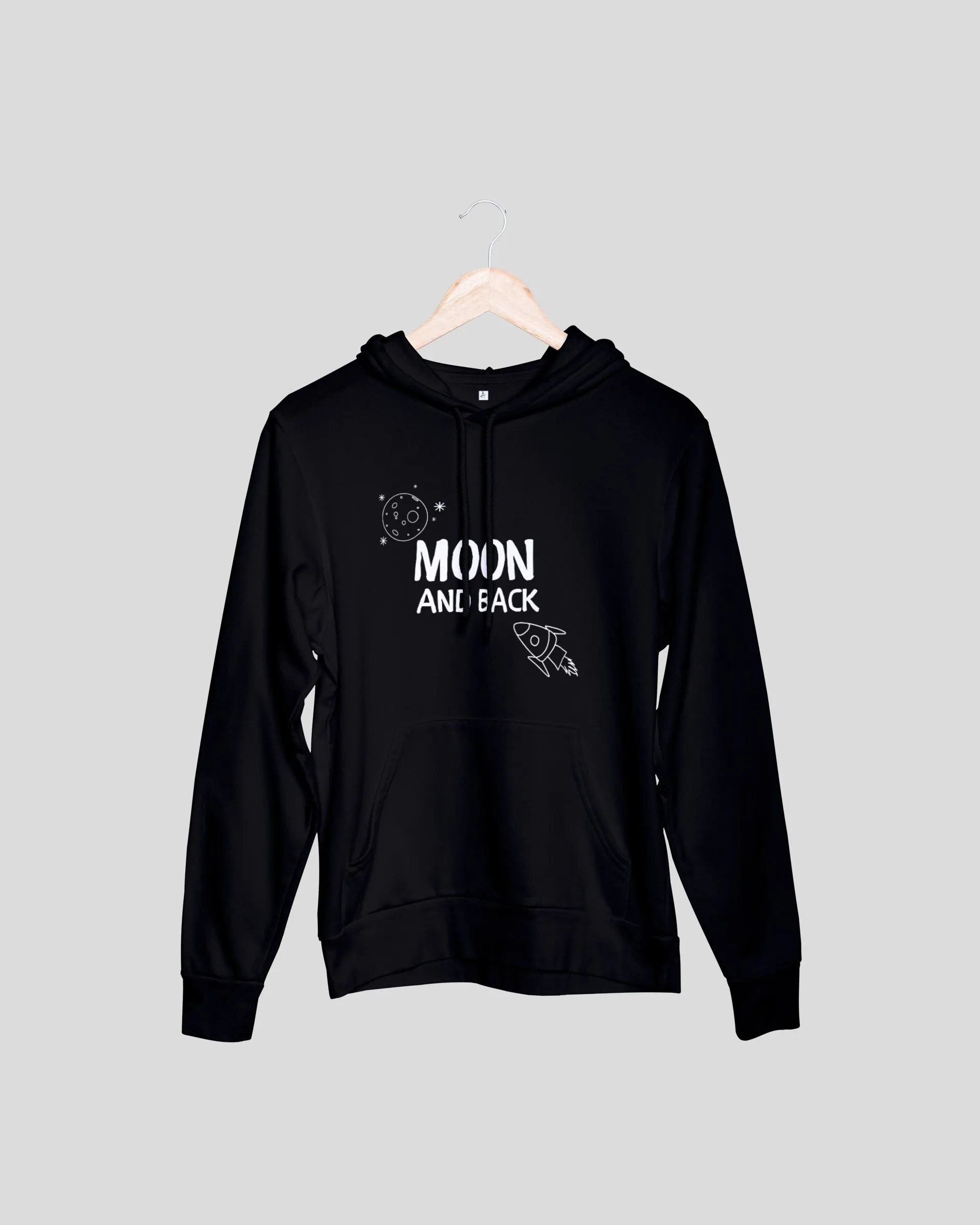 I Love You to the Moon and Back Couple Hoodies - Black Oversized Fit Hoodies