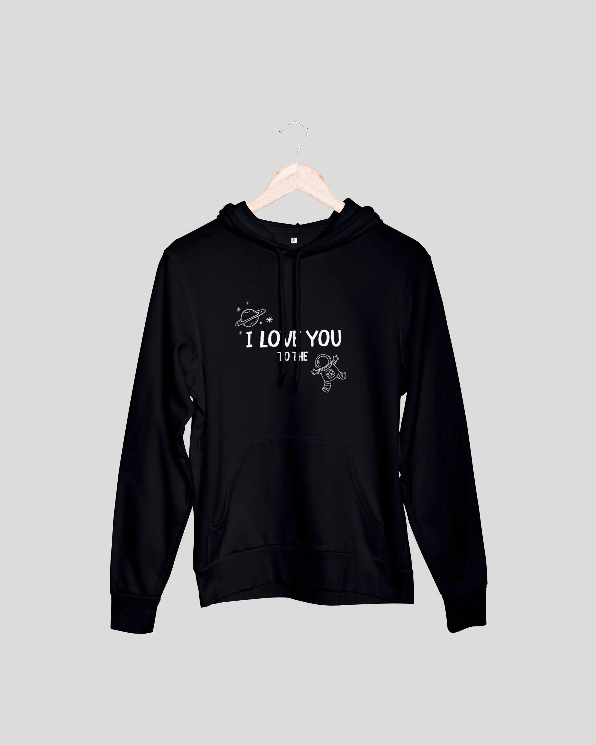 I Love You to the Moon and Back Couple Hoodies - Black Oversized Fit Hoodies