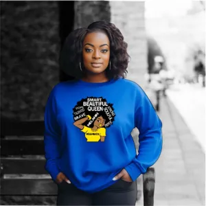 #IAMHER Royal Blue Sweatshirt with Yellow image