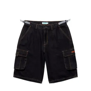 Ichpig Denim Cargo Shorts Black Overdye