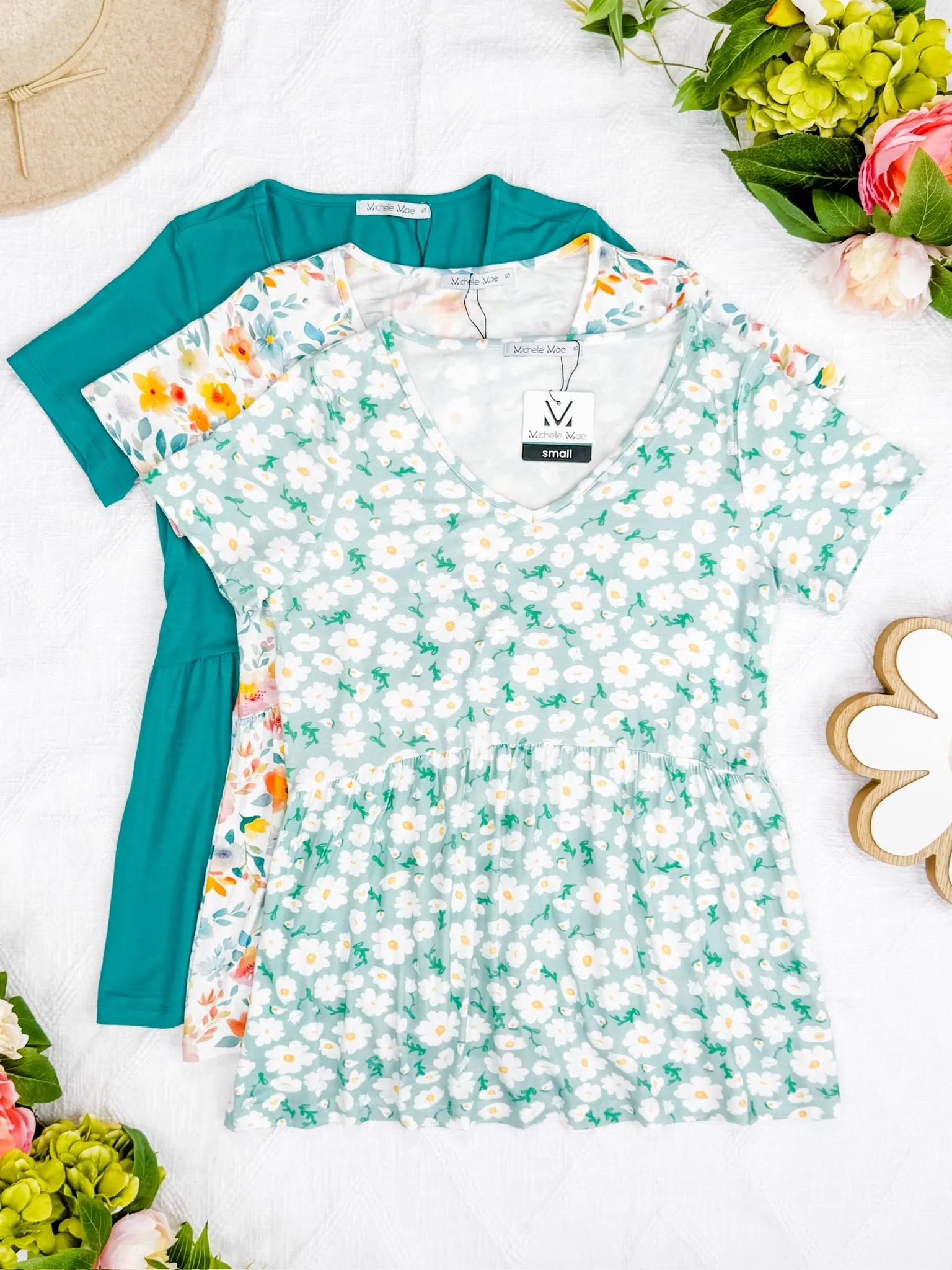 IN STOCK Sarah Ruffle Short Sleeve - Watercolor Floral