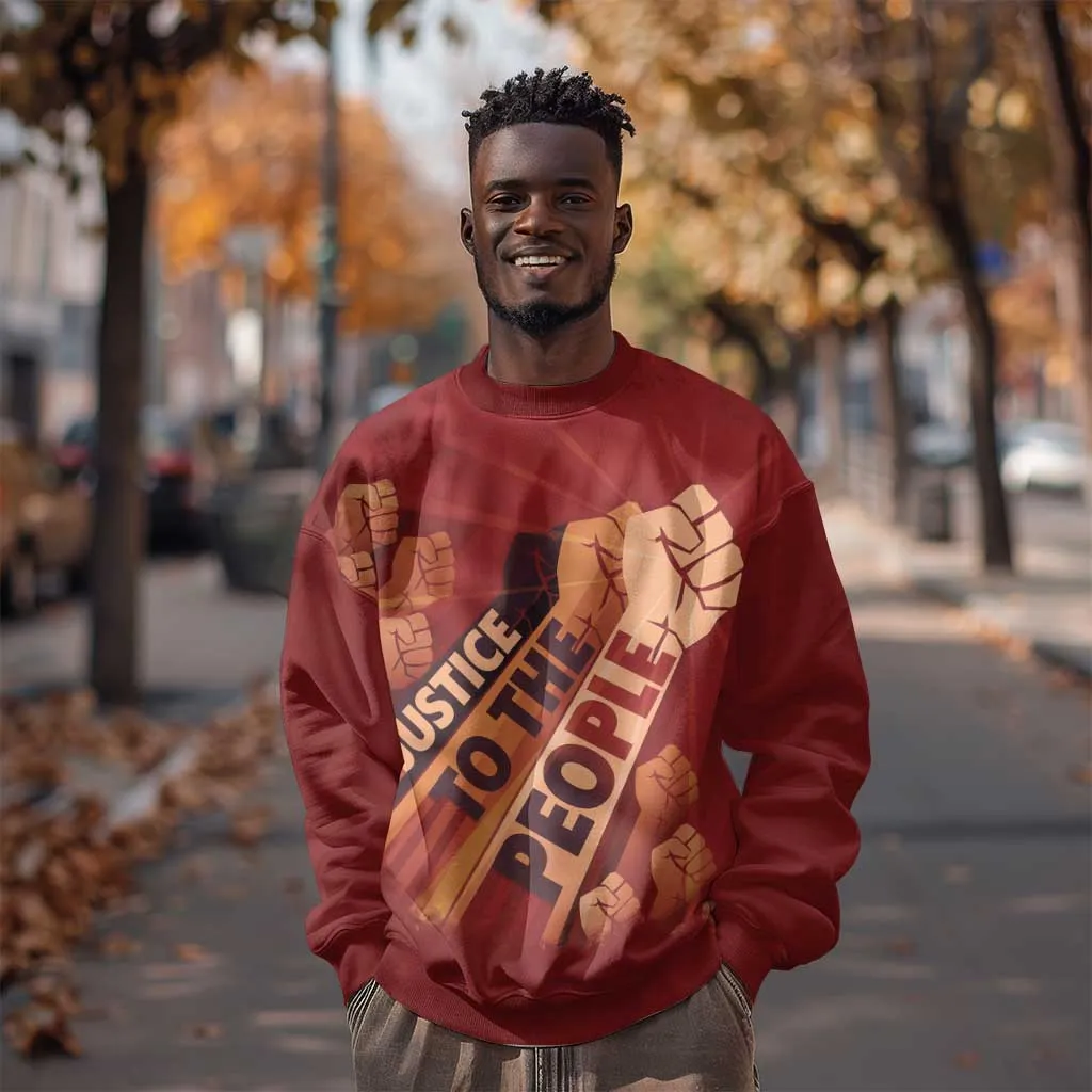 Justice To The People Africa Sweatshirt Afro Raised Fist DT03