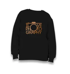 l Love Photography Kid's Black Sweatshirt