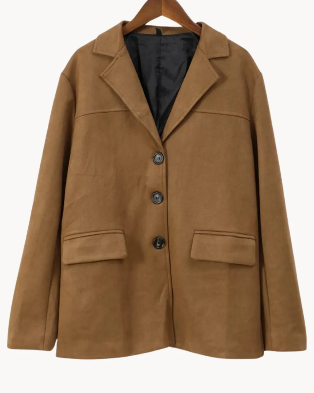 Ladies' Suede Blazer - Oversized Jacket in Brown for Women