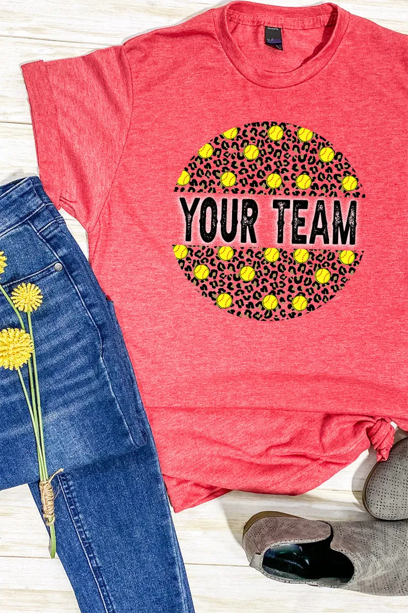 Leopard Softball Circle Your Team Unisex Blend Tee