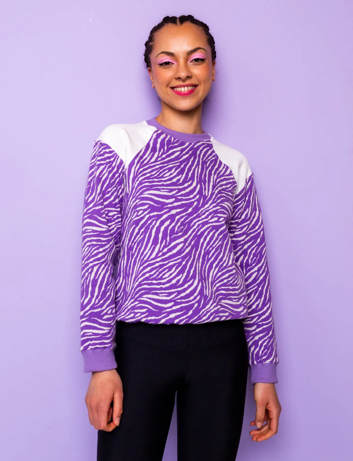 Lilac & White Zebra Print Sweatshirt