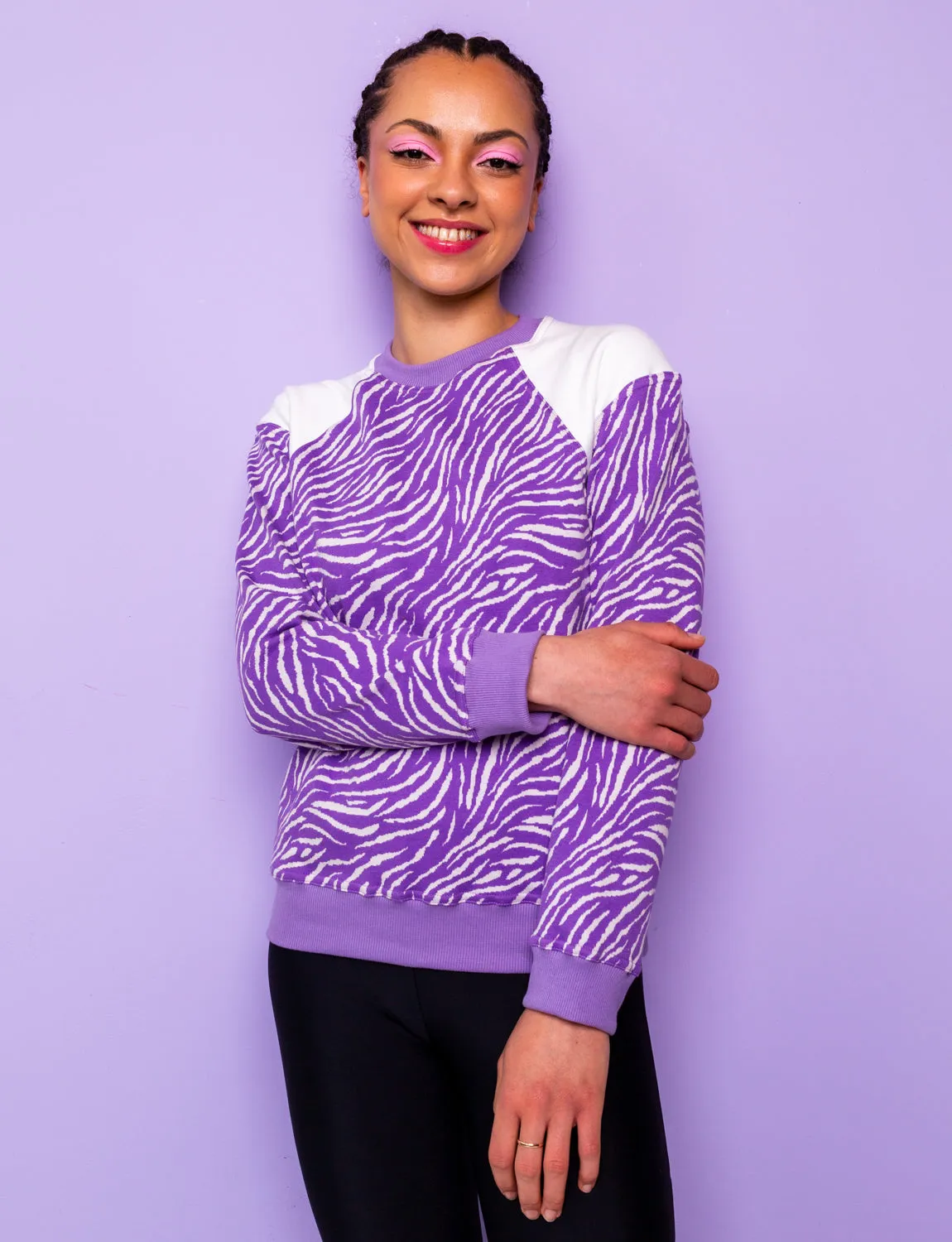 Lilac & White Zebra Print Sweatshirt