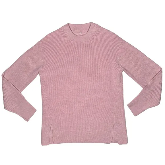 Lululemon Women's 2 Merino Wool Blend Ribbed Crewneck Sweater‎ Heathered Pink