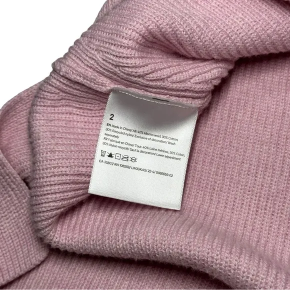 Lululemon Women's 2 Merino Wool Blend Ribbed Crewneck Sweater‎ Heathered Pink