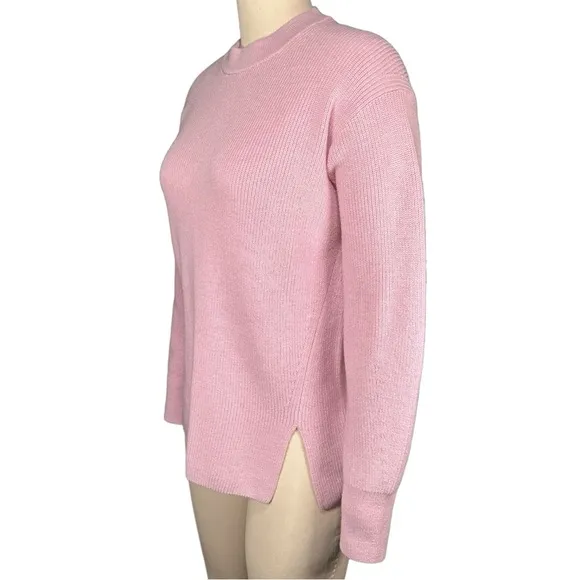 Lululemon Women's 2 Merino Wool Blend Ribbed Crewneck Sweater‎ Heathered Pink