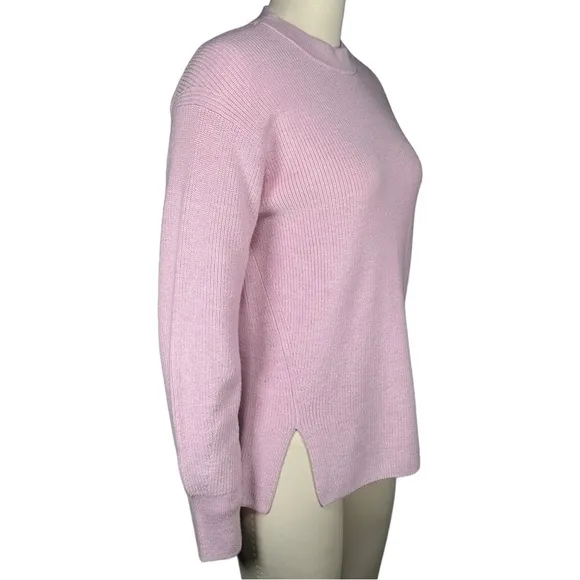 Lululemon Women's 2 Merino Wool Blend Ribbed Crewneck Sweater‎ Heathered Pink