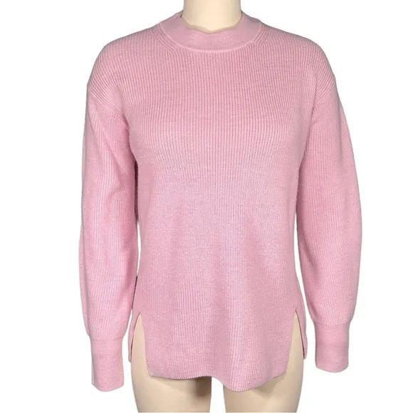 Lululemon Women's 2 Merino Wool Blend Ribbed Crewneck Sweater‎ Heathered Pink