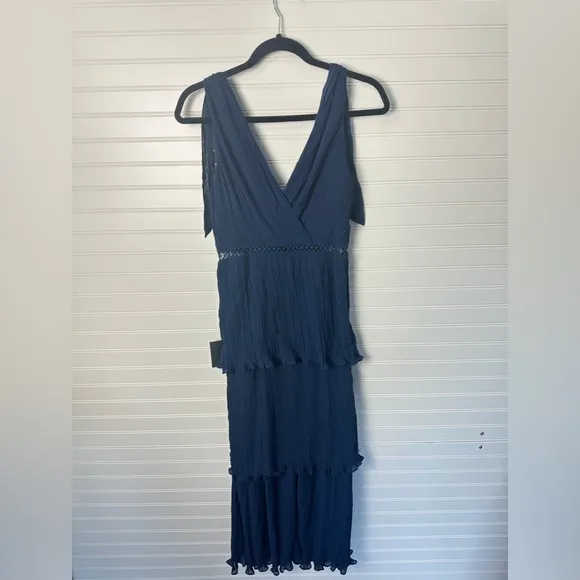 Lulus Such Sophistication Navy Blue Pleated Maxi Dress