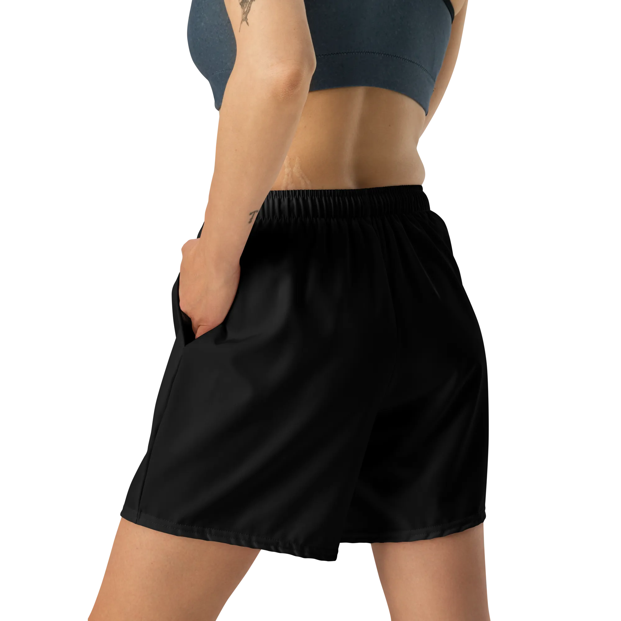 Lux Logo Unisex Athletic Long Shorts (Black)