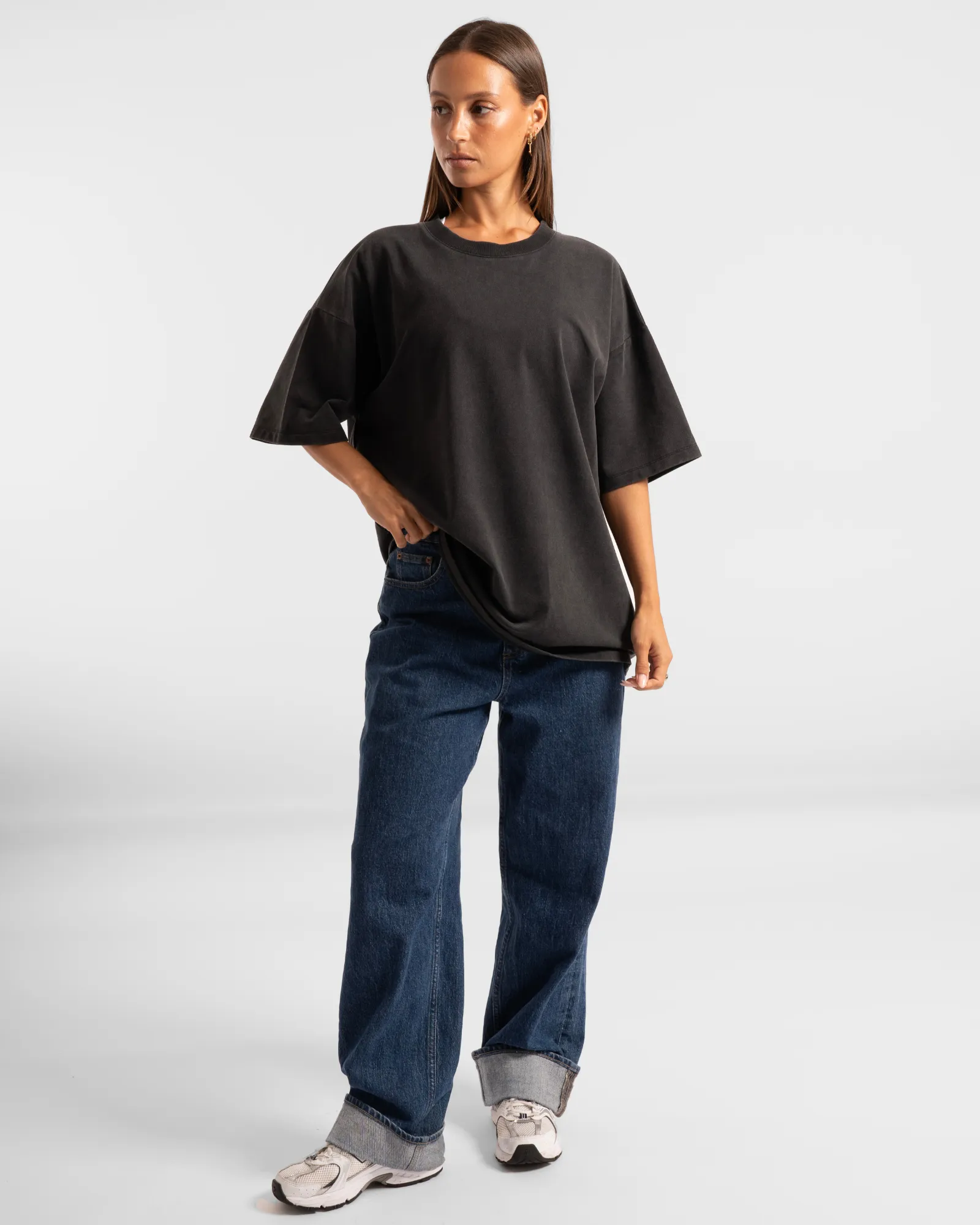 Luxe Oversized Tee - Washed Black