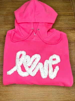 Luxury Love Chenille Hoodie, Valentine Sweatshirt, Chenille Yarn Love Hoodie, Valentine’s Day, Love