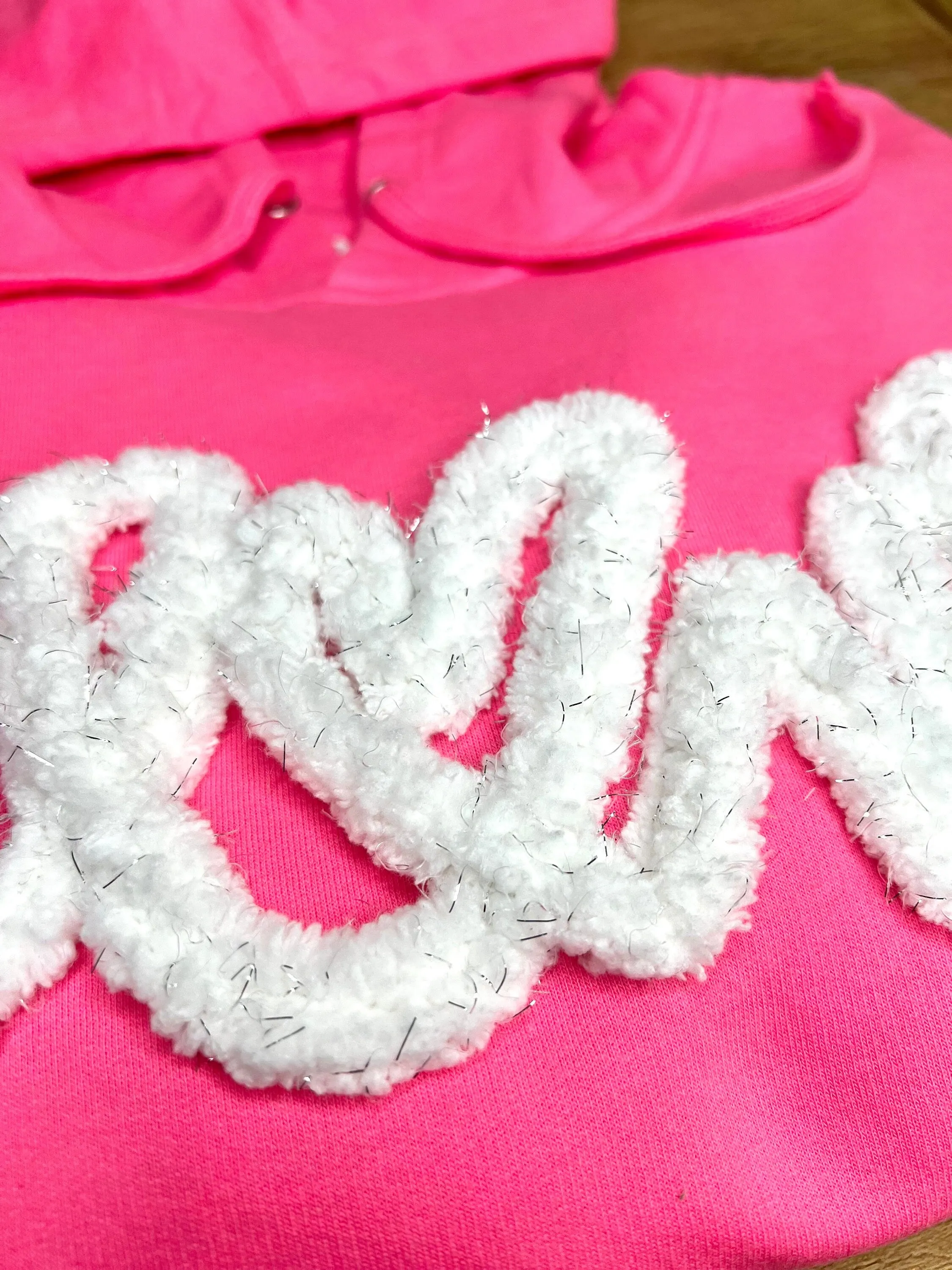 Luxury Love Chenille Hoodie, Valentine Sweatshirt, Chenille Yarn Love Hoodie, Valentine’s Day, Love