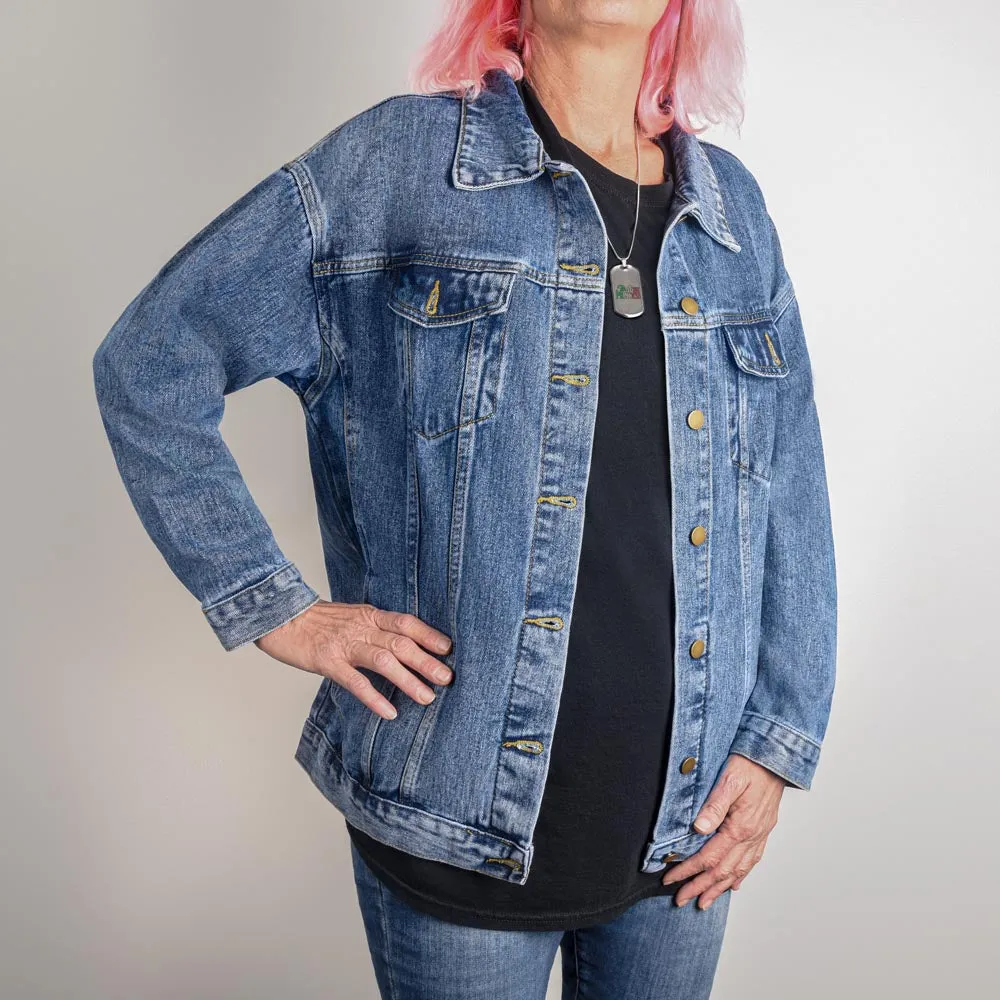 Magical Unicorn Sprinkle a Little Magic Oversized Women's DTG Denim Jacket