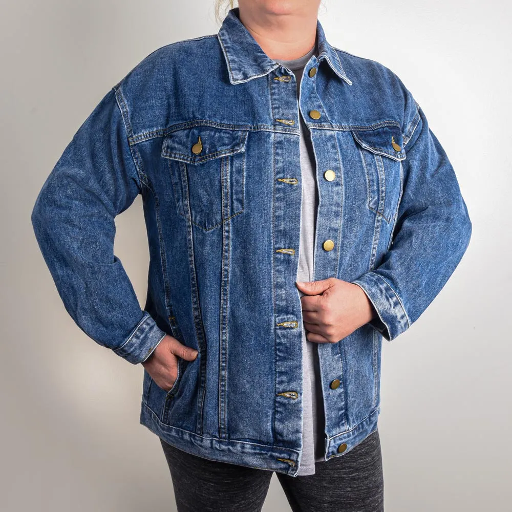 Magical Unicorn Sprinkle a Little Magic Oversized Women's DTG Denim Jacket