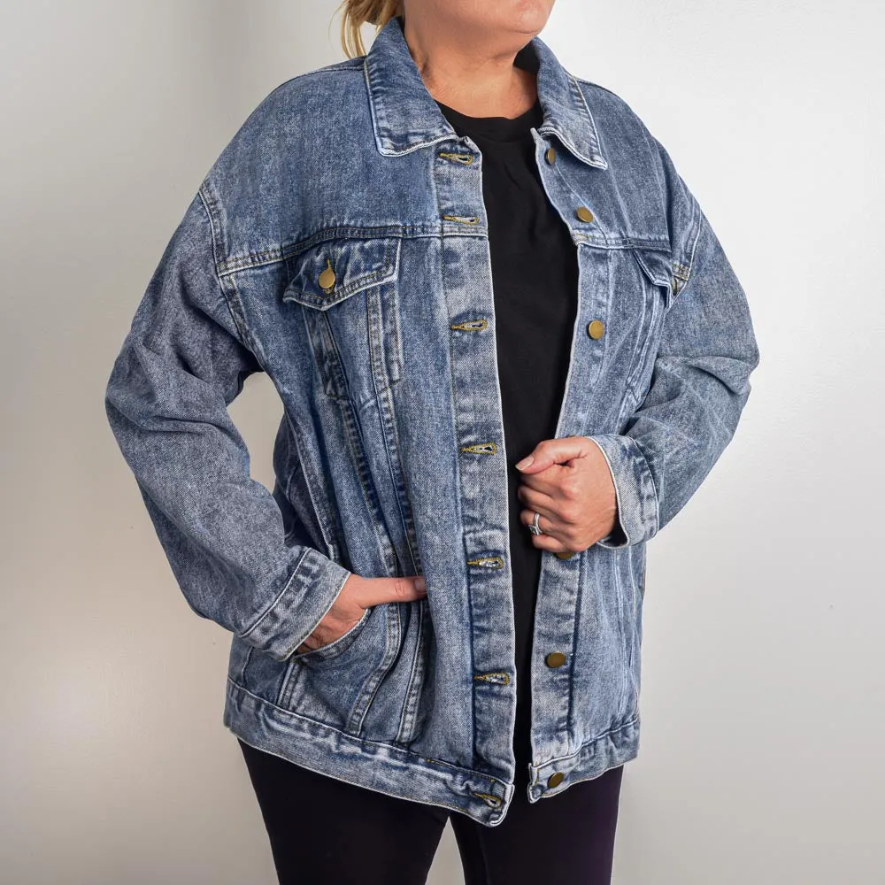 Magical Unicorn Sprinkle a Little Magic Oversized Women's DTG Denim Jacket