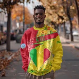 Mali in My Heart Sweatshirt Map with National Flag Colors TS04