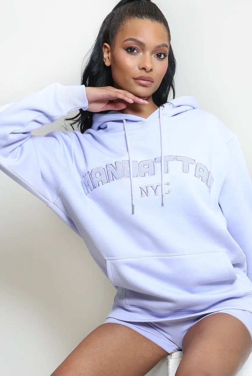 Manhattan Oversized Relaxed Hoodie In Lilac