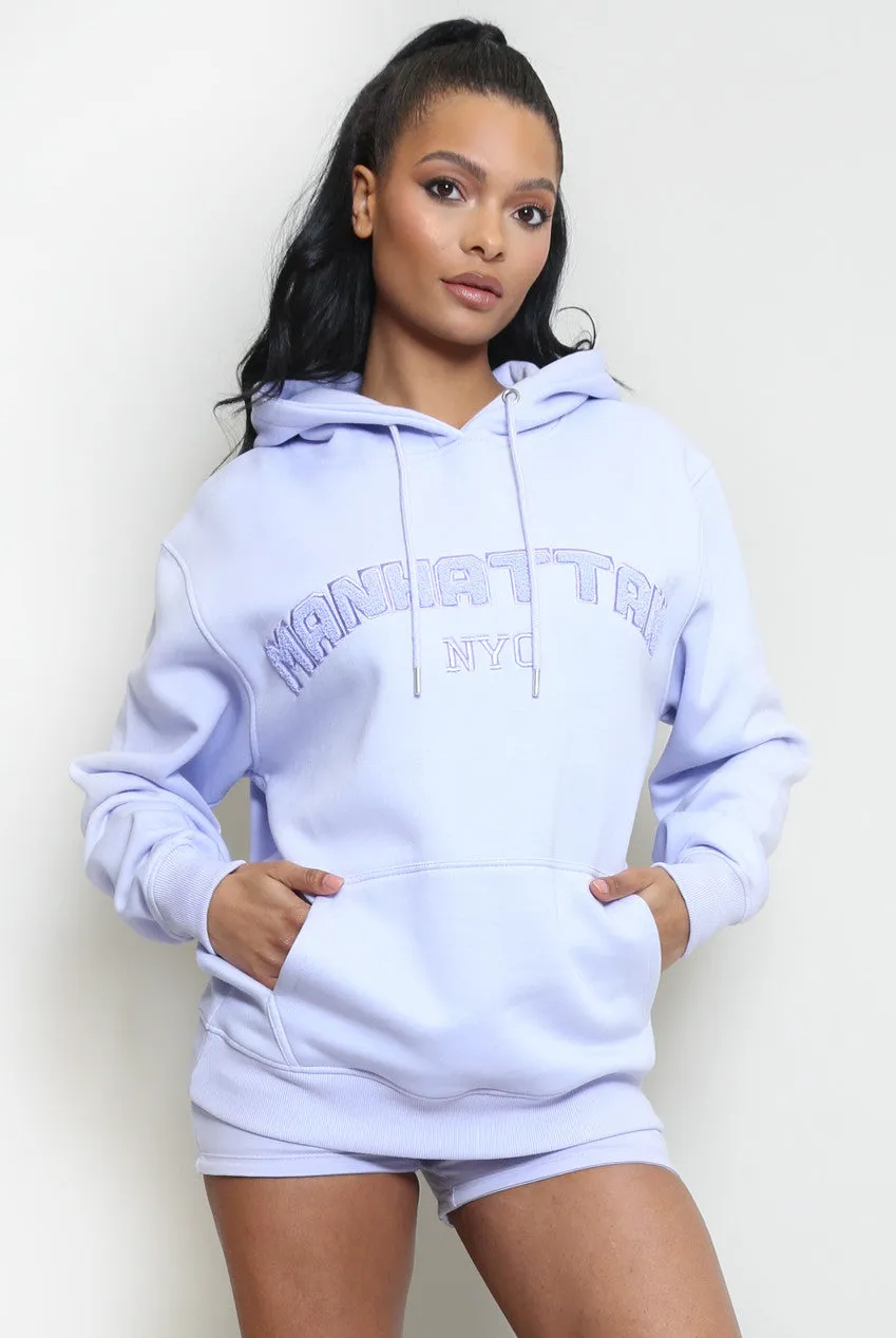 Manhattan Oversized Relaxed Hoodie In Lilac