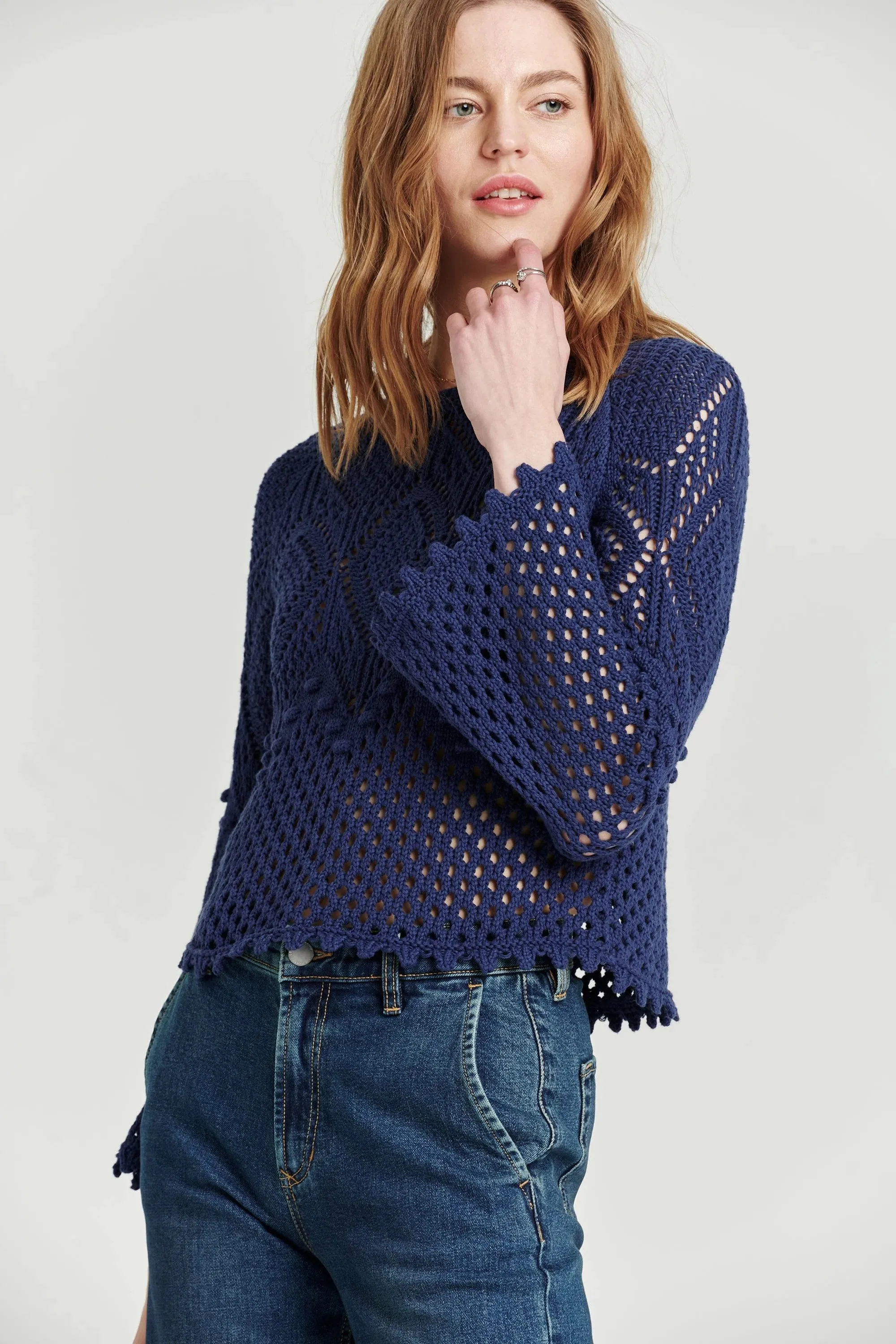Marissa Crochet Mesh Sweater