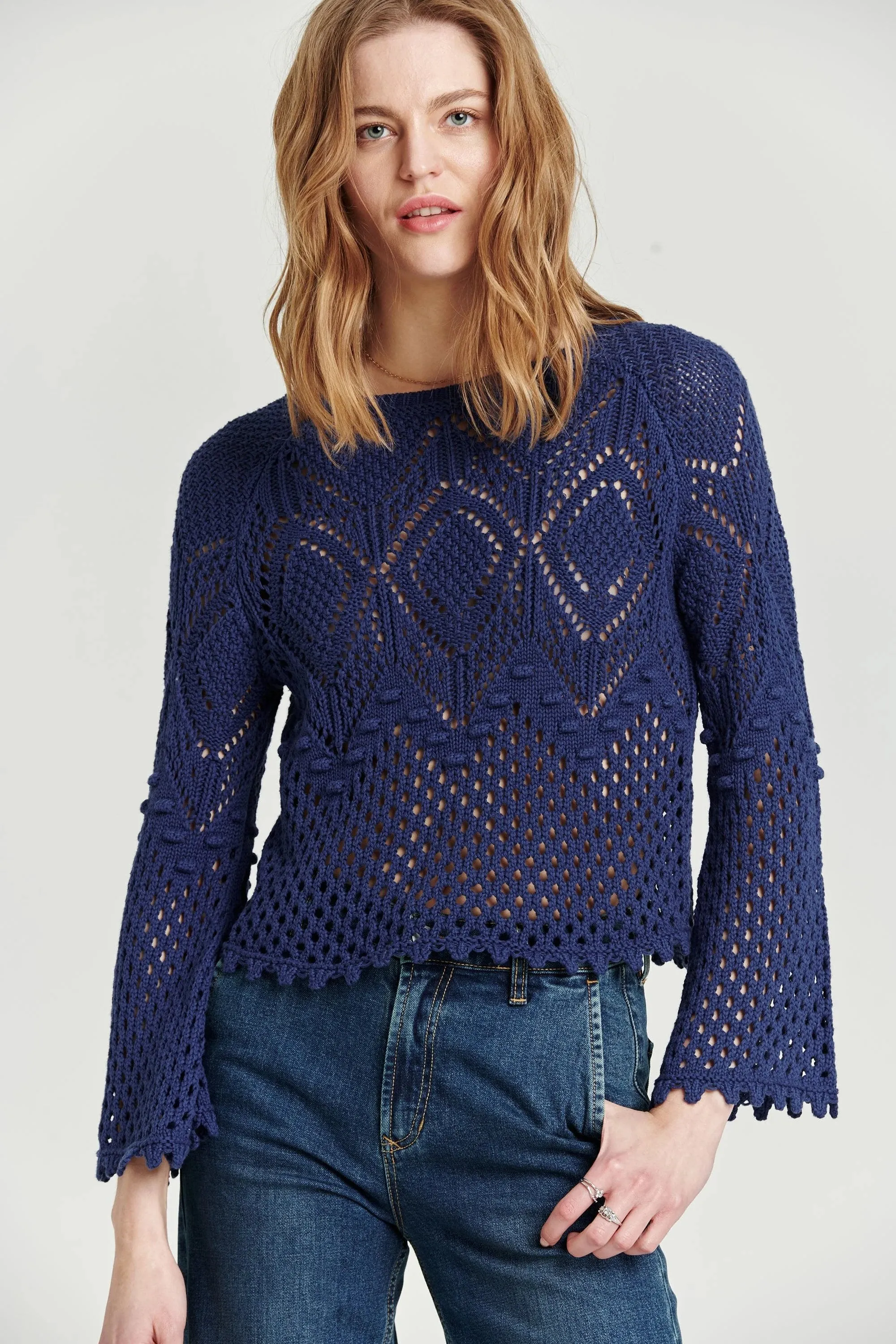 Marissa Crochet Mesh Sweater