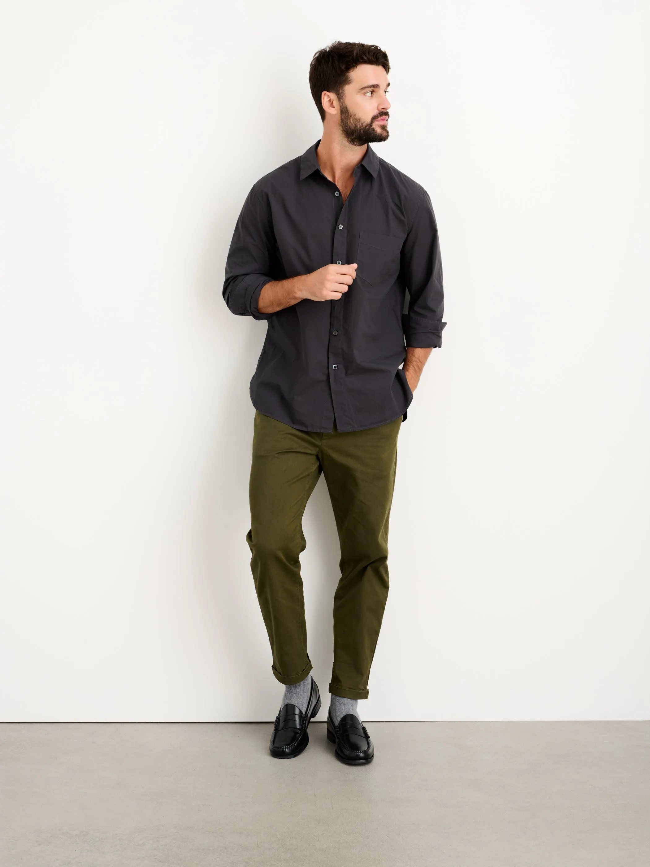 Men | Easy Shirt | Cotton Poplin Washed Black
