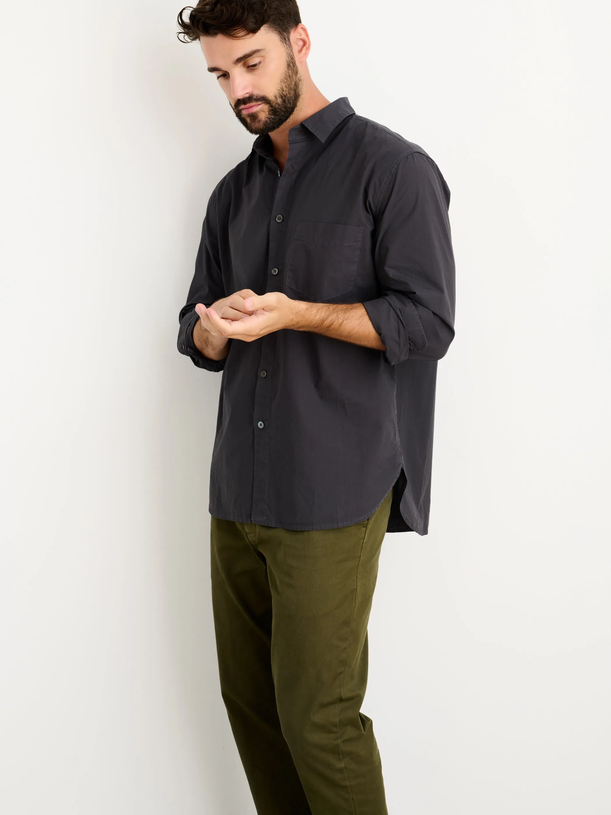 Men | Easy Shirt | Cotton Poplin Washed Black
