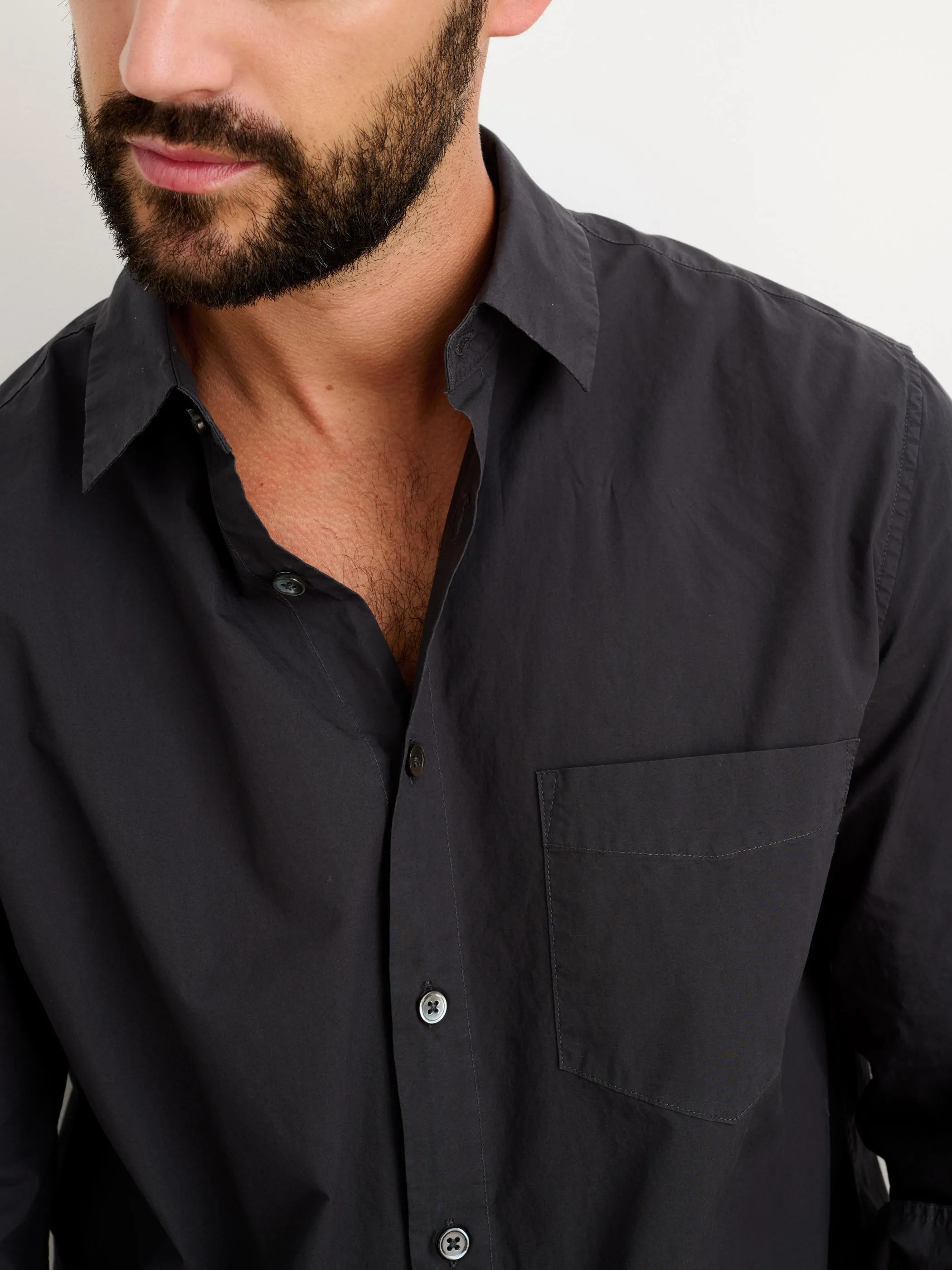 Men | Easy Shirt | Cotton Poplin Washed Black