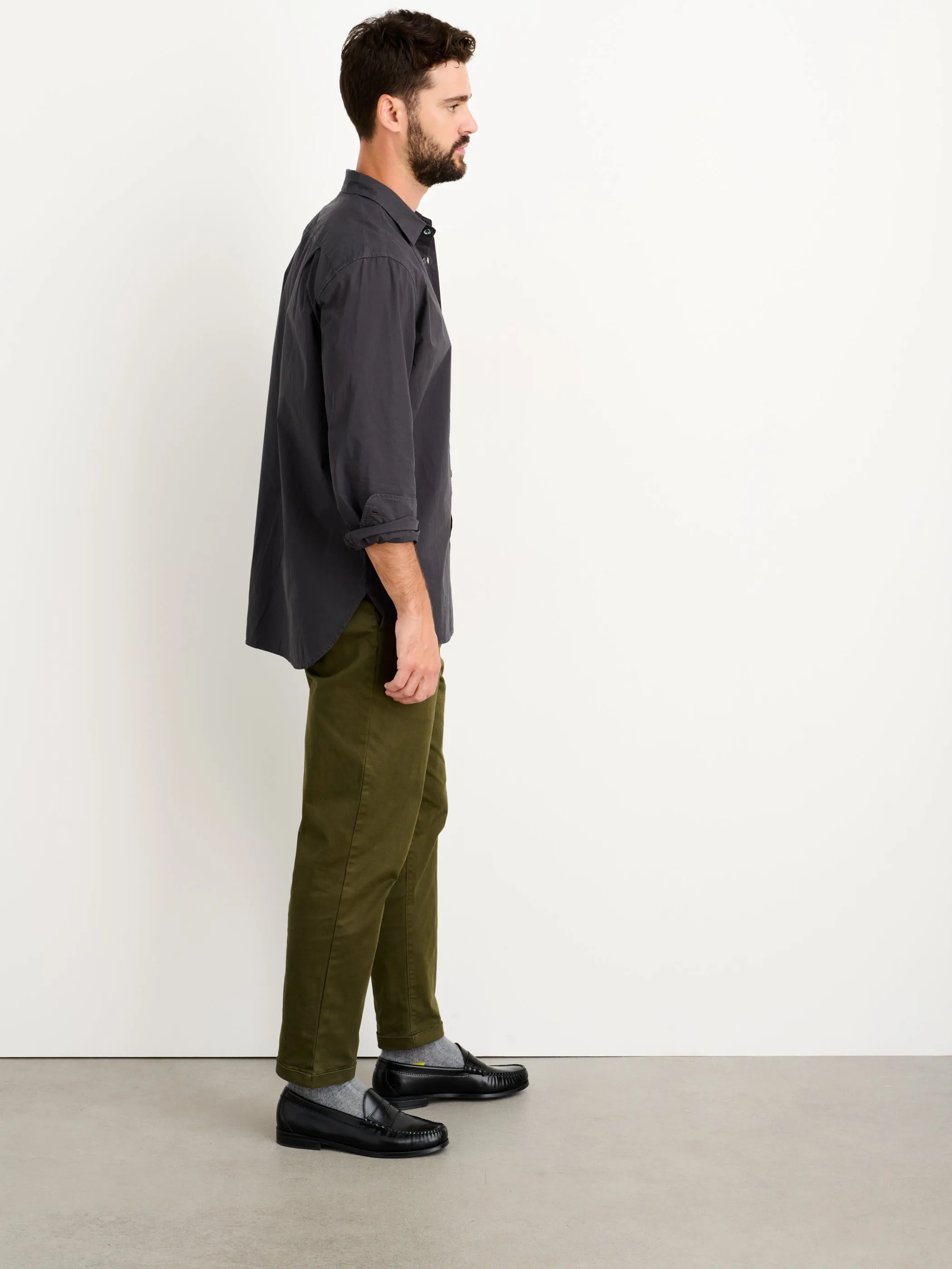 Men | Easy Shirt | Cotton Poplin Washed Black