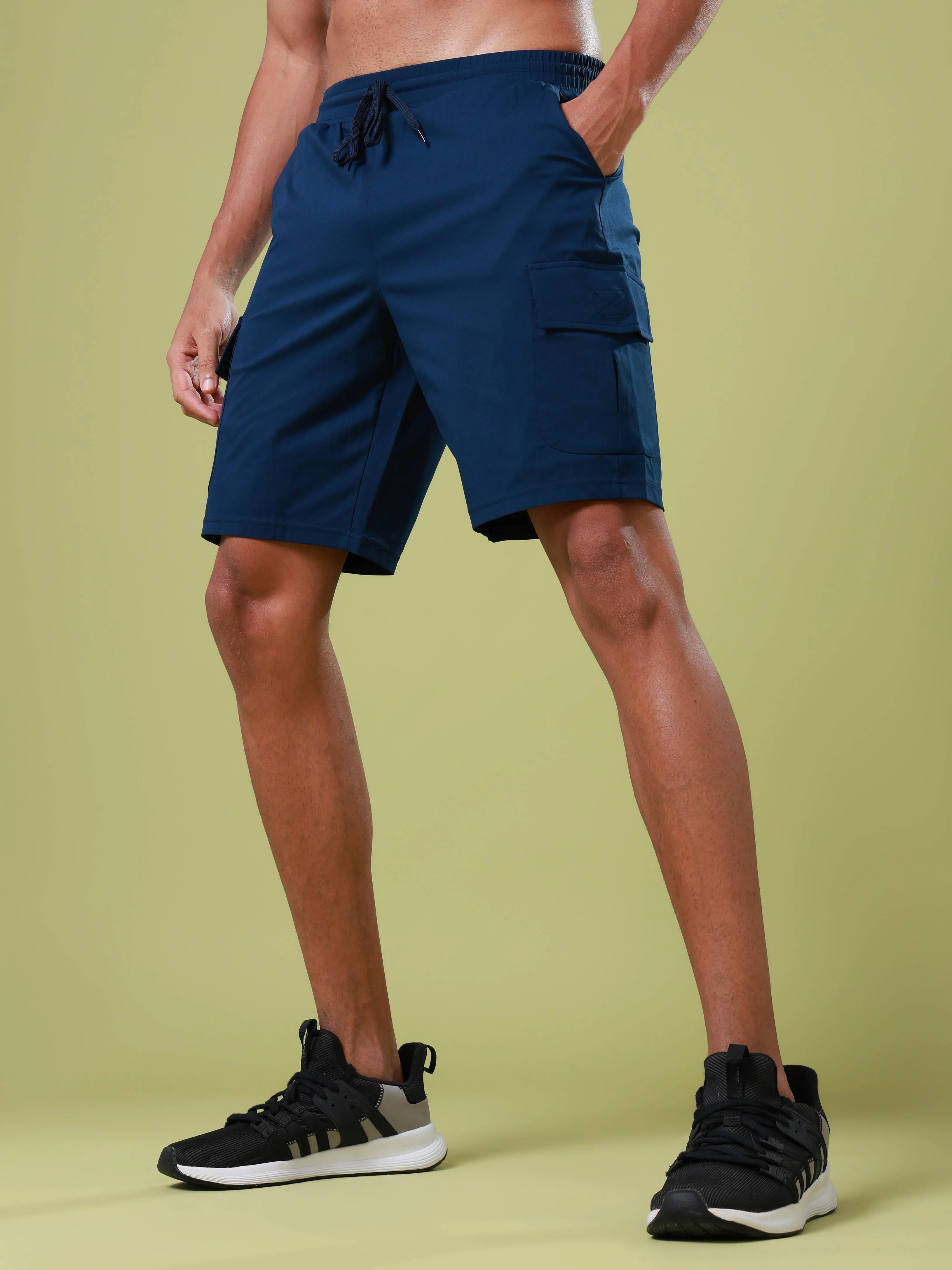 Men Solid Slim Fit Shorts with TS FLEXI