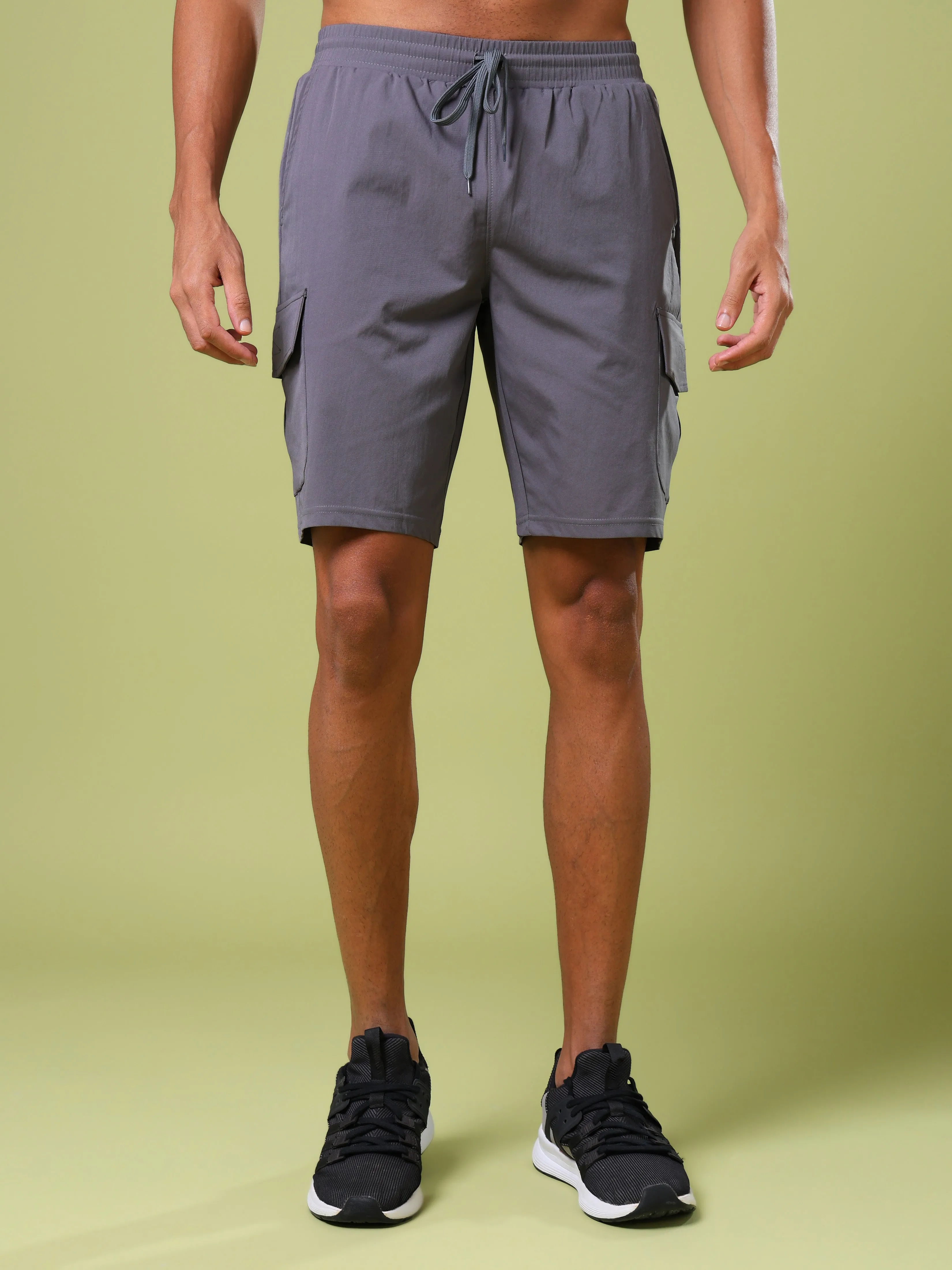 Men Solid Slim Fit Shorts with TS FLEXI