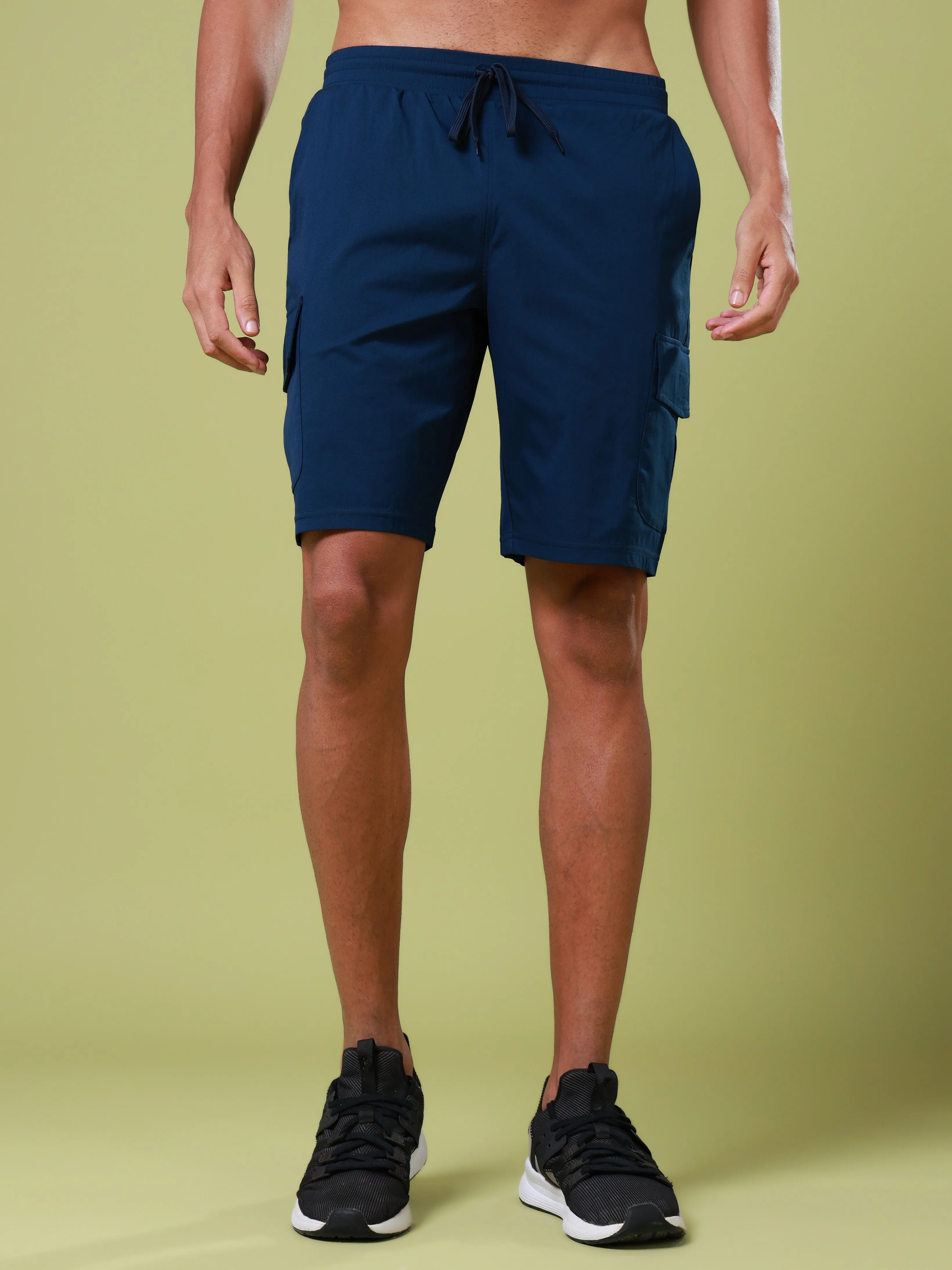 Men Solid Slim Fit Shorts with TS FLEXI