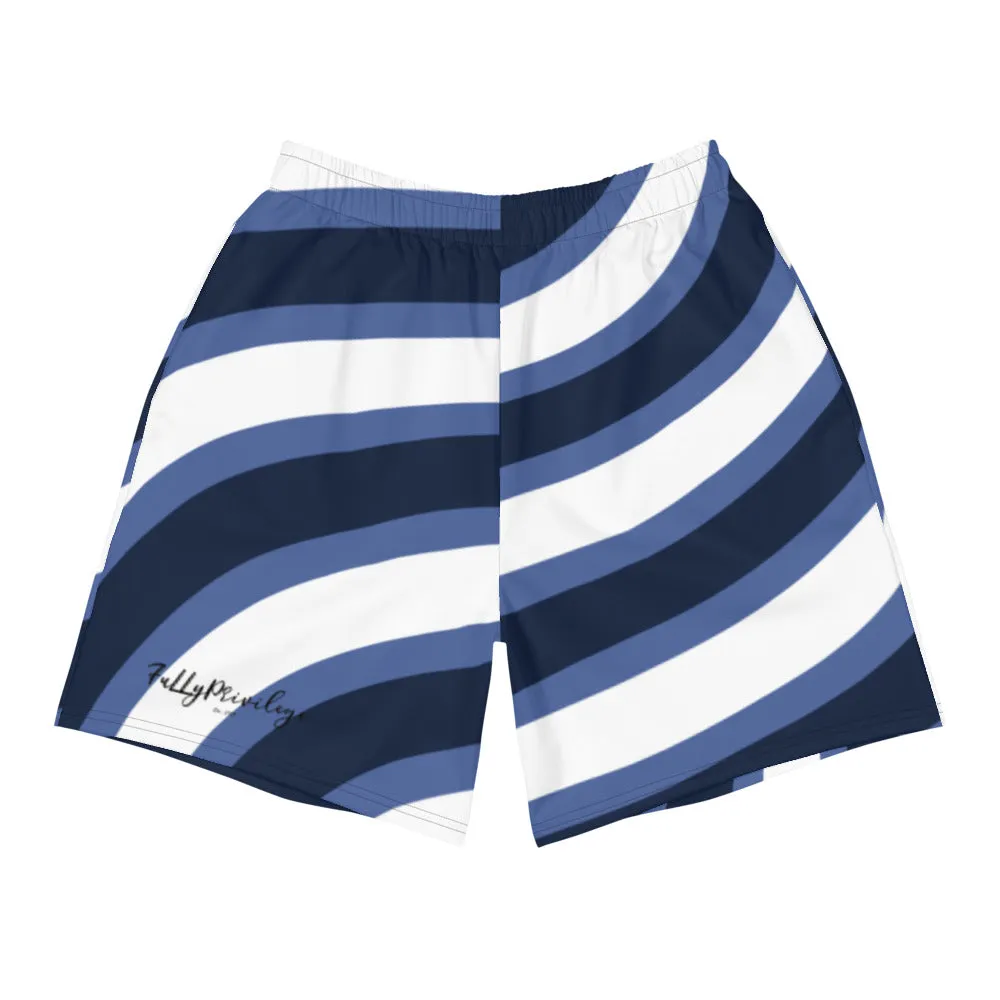 Men's Athletic Long Blue Wave Shorts