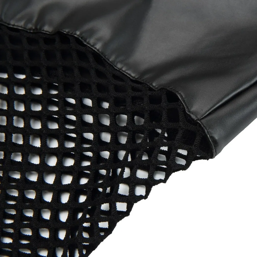 Men's Black PU Leather Fishnet Crop Top