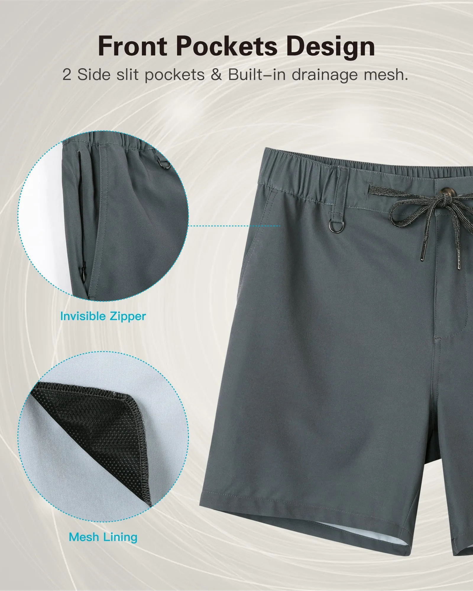 Men's Casual 5 Inch Athletic Workout Quick-Dry Shorts With Muti-pockets