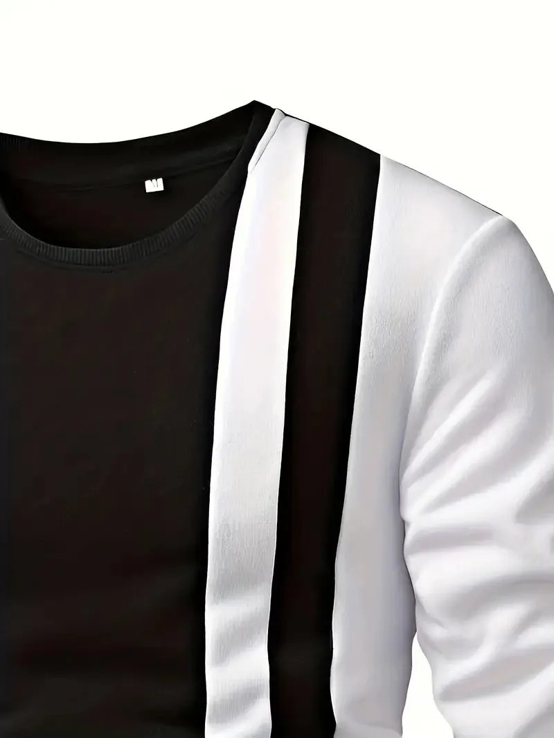 Men's casual pullover modern colour block design for everyday wear - versatile layering top in soft fabric