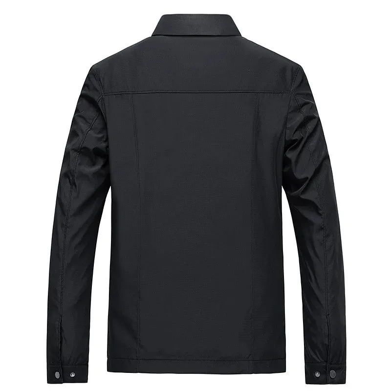 Men's Lightweight Casual Jacket - Long Sleeve - Zip Closure - Point Collar - Spring/Fall Outerwear
